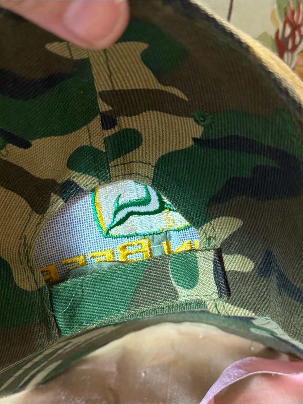 Camouflage "John Beer" Embroidered Logo Hat in Green, Brown, Yellow NWOT - Picture 2 of 12
